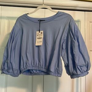 Blue Zara cinched waist top